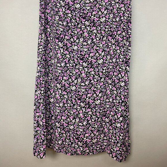 Vintage 90s Floral Dress Deadstock Black Purple Sleeveless Size Large Women Maxi - Picture 6 of 13